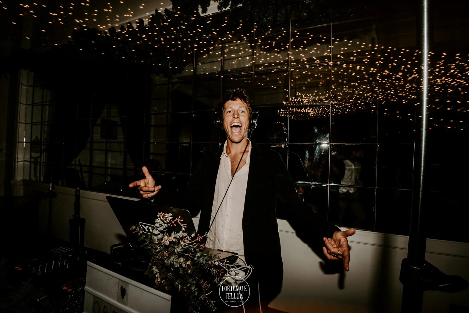 Mitch DJing at a wedding reception